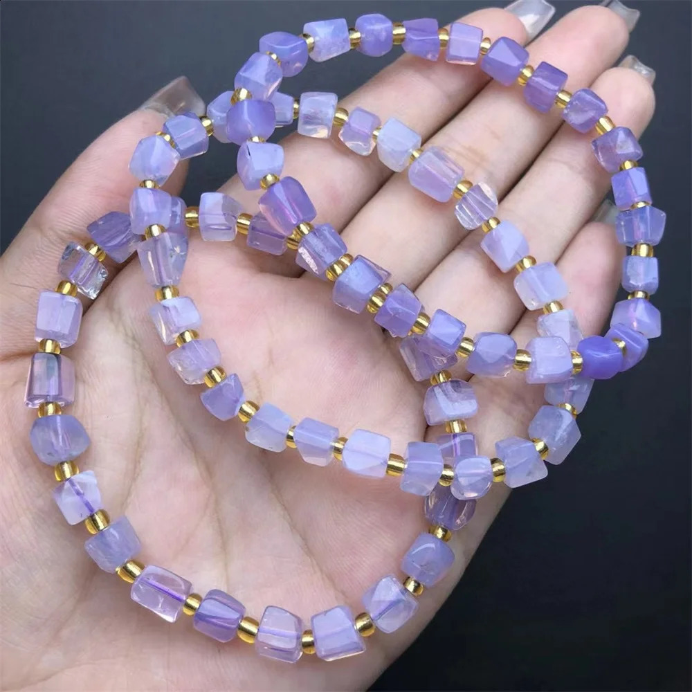 1 piece of Fengbaowu natural purple jade quartz bracelet irregular shaped beads spiritual healing stone jewelry 241018