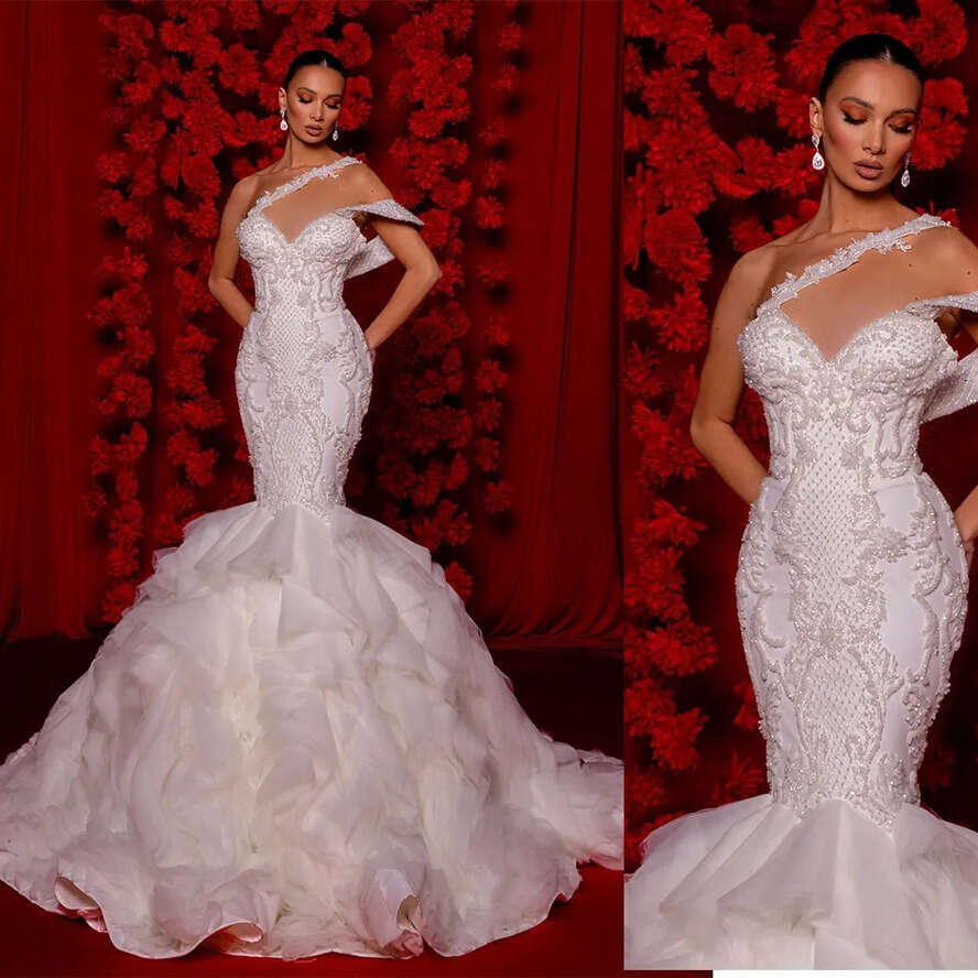 Dresses Gorgeous Mermaid Wedding Off The Shoulder D Wer Applicants Layered Up Backless Zipper Court Custom Made Plus Size Bridal Gown Vestidos De Novi