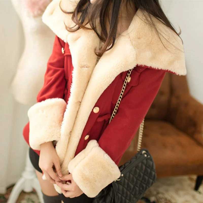Thick Jackets for Women Casual Solid Slim Double Breasted College Wind Female Cotton Winter Women Warm Turn-down Collar CoatX241018
