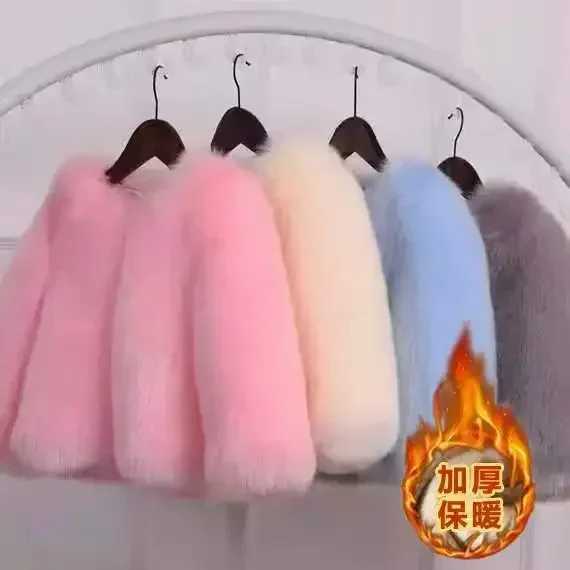 Womens faux fur leather jacket warm and elegant for toddlers womens fox fur coat womens winter clothing long sleeved jacket 2-12 years old M241018