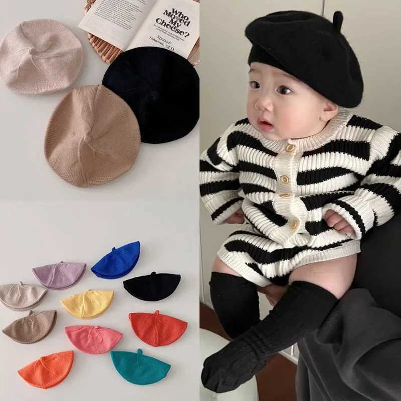 Fashion Knit Beret Multicolor Children Baby Hats Autumn Winter Styling Accessories Hipster Painter Hat for Girls Kids Bonnet LX241018