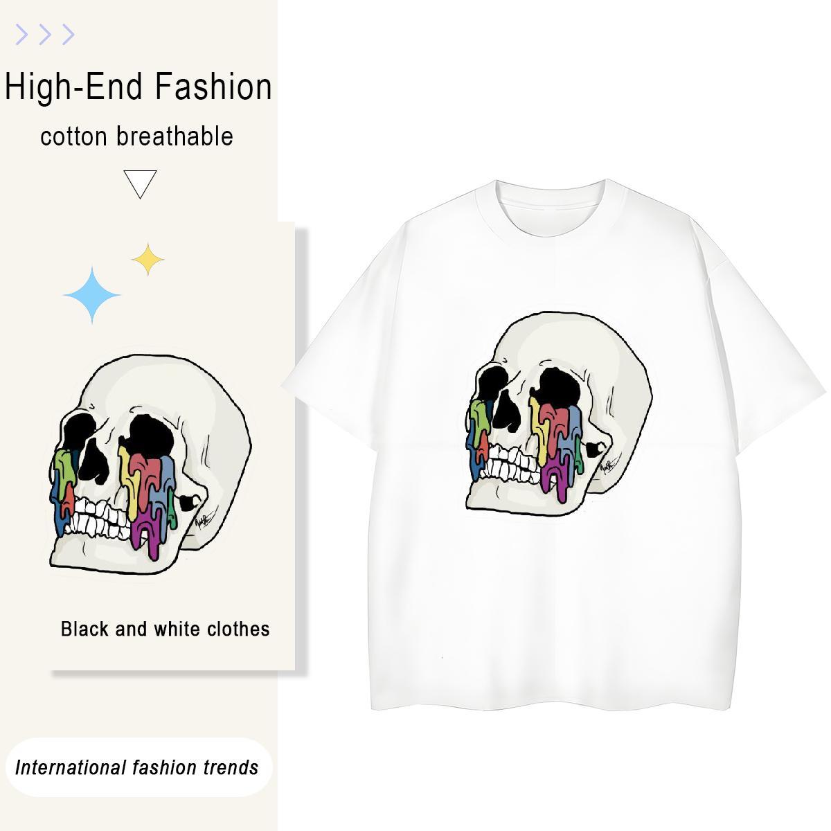 Classic T-Shirts 230g Cotton Short sleeve Soft Street Wear skull Tshirt for Man Woman Designer Custom Print Oversized Clothings