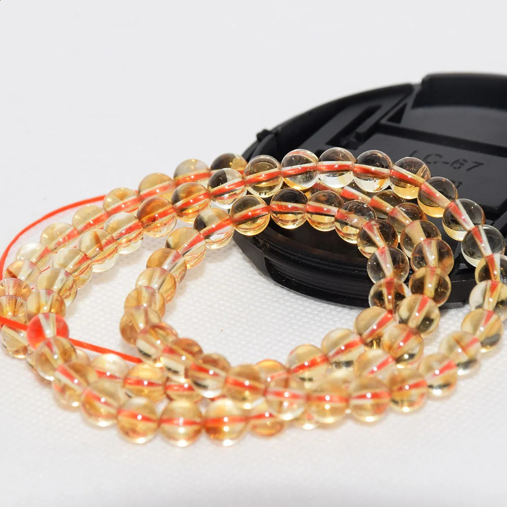Yellow crystal stone bead bracelet womens natural lemon gemstone gift wholesale girls round jewelry 3 sets round 1 piece 241017
