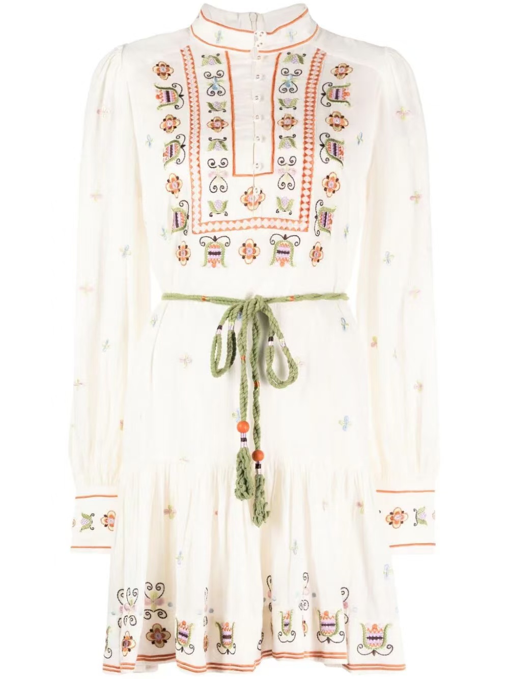 Designer 2024 Autumn New Casual Round Neck Lace Printed Dress for Women