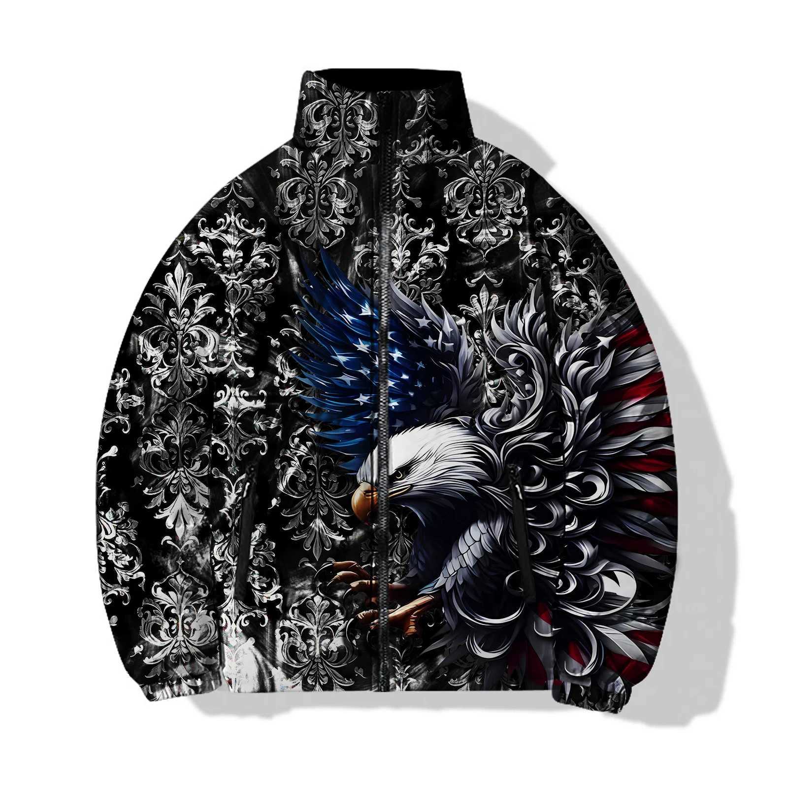 Trendy and Versatile Mens Clothing Comfortable and Warm Stylish Eagle Print Jackets Man Parkas Leisure Sports Winter Coat Men LX241018