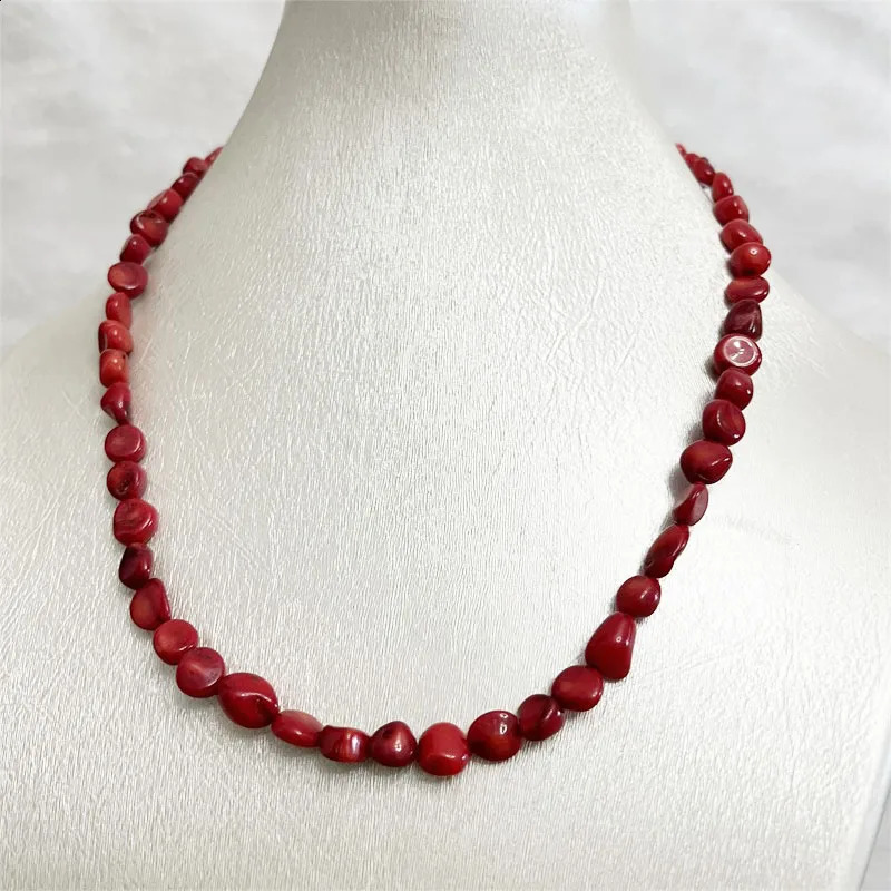 selling irregular diamond red coral necklace genuine natural stone Exquisite gemstone friendship lover fashion jewelry gift 241018