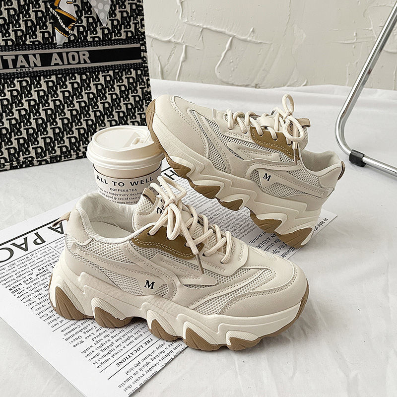 Women's Retro Spring and Autumn New Versatile Korean Version Height Increasing Casual Sports Shoes