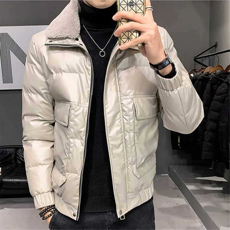 Cotton-Padded Jacket Men Winter NewThick Short Parkas Casual Streetwear Solid Coat Warm Fashion Turndown Outwear Male Jaquetas LX241018