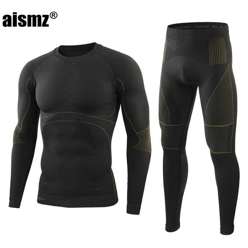Men's Thermal Underwear Aismz Seamless Tight Tactical Mens Winter Thermal Underwear Men Sportswear Function Breathable Training Cycling Long John