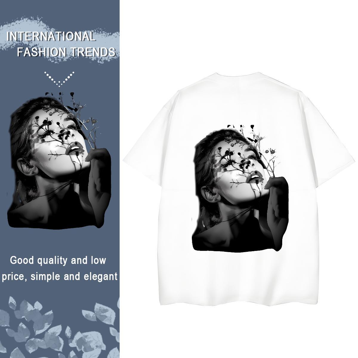 Factory Direct T shirt 230g Pure Cotton Breathable Soft Hip Hop women Woman Tshirt 5A Floral Print Top Tees