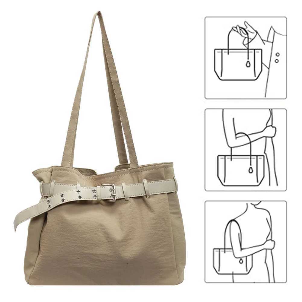 Ladies Tote Bag with Inner Pockets Nylon Shoulder Belt Buckle Hobo Daily Shopping Work 241018