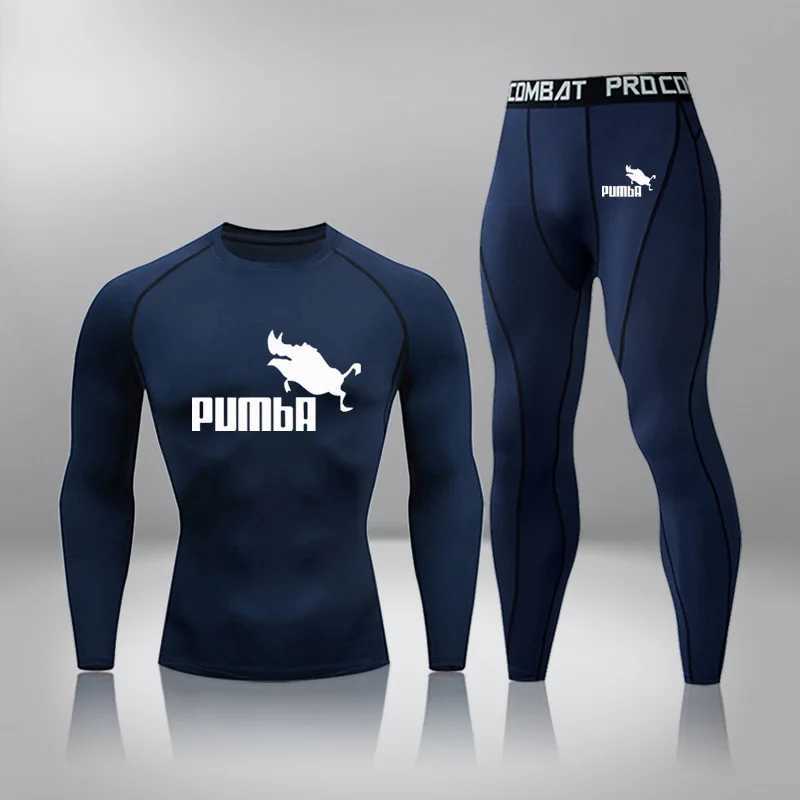 Men's Thermal Underwear Gym fitness jogging sportswear fast drying mens thermal underwear set running compression sportswear basketball bodysuit 