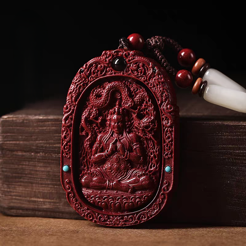High-Quality Cinnabar Buddha Pendant Amulet | Feng Shui Chinese Zodiac Karma Protection Necklace | Good Karma Birth Year Talisman for Men & Women