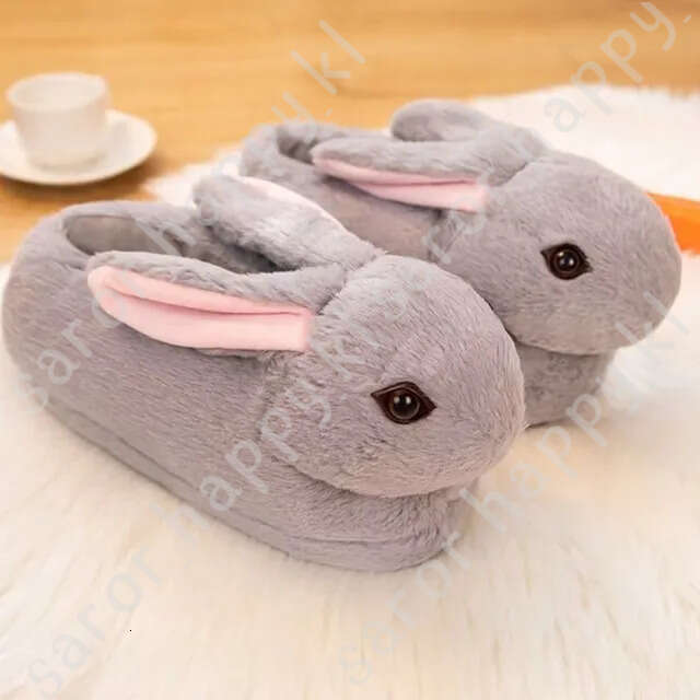 Cute Cartoon Rabbit All Inclusive Winter Warm Home Slippers Adult Girl Lady Plush Head Silent Indoor Floor Women Fun Slippers 336