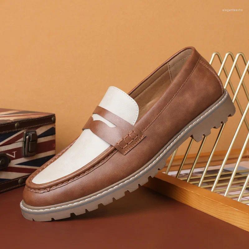 Dress hot Shoes Designer Men Pointed Two-tone Patchwork Slip On Gentleman Wedding Homecoming Flats Casual Loafer atos Hombre