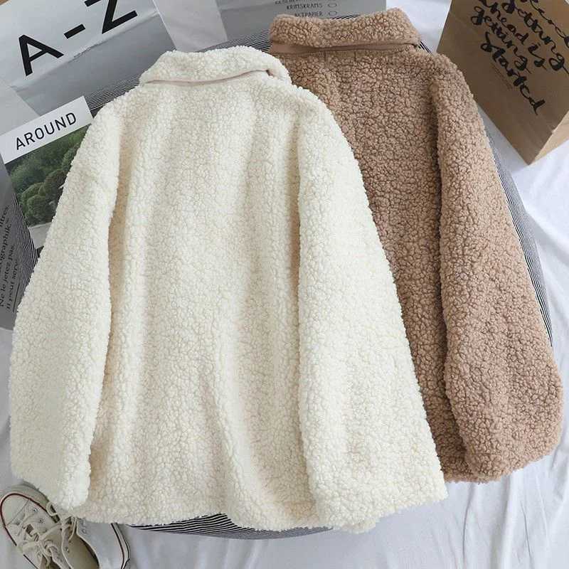 Small Fresh Lamb Wool Coat Female Student Thickened Jacket 2024 Autumn Winter New Sweatshirt Korean Lamb Fleece Womens OutwearX241018