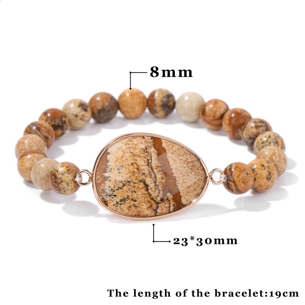 Irregular lapis lazuli charm bracelet natural stone amethyst Labrador stone black agate bead elastic bracelet 241018