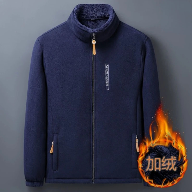 Winter Men Outdoor Fleece Jacket Casual Polar ColdProof Thickened Coat Lightweight Windproof Zipper Cardigan Warm 241018