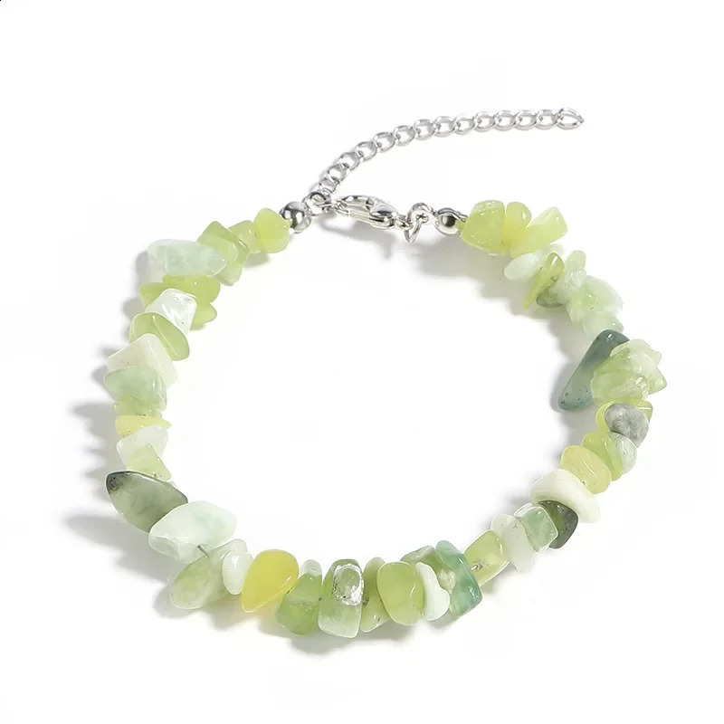10pc irregular natural gemstone bracelet chip beads fluorescent amethyst quartz bracelet 241018