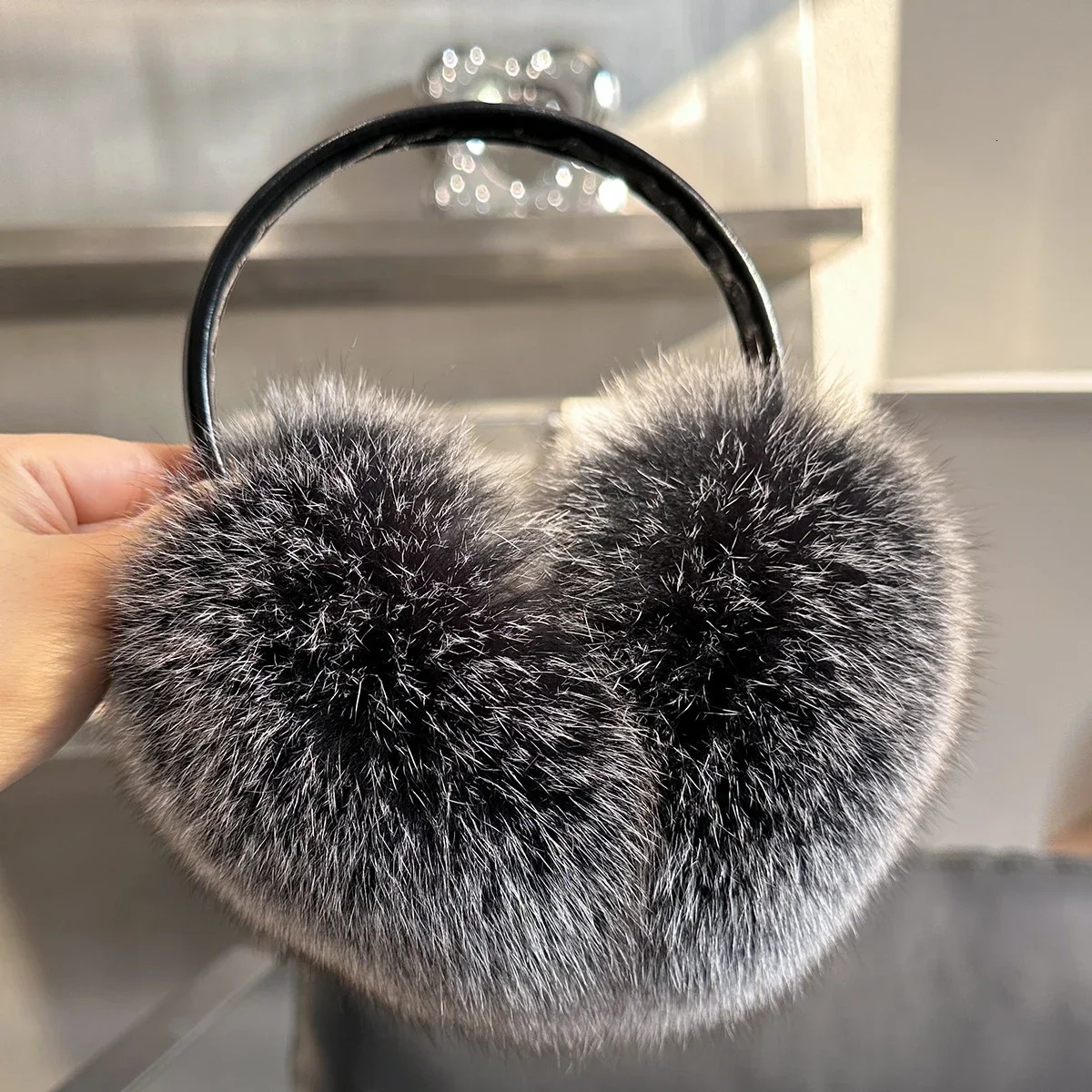 Real Fox Fur Earmuffs Natural Warm Fox Fur Earmuff Cute Oversized Fluffy Genuine Fox Fur Earmuffs Winter Ear Muffs 241018
