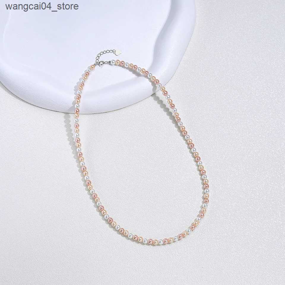Chokers 925 sterling silver 6mm pearl necklace womens jewelry necklace pearl bead necklace cheap item with party gift L240910