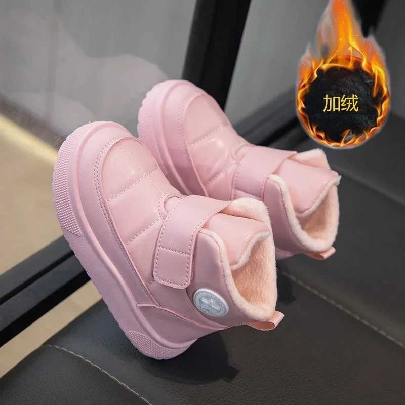 Boots Winter popular childrens high top snow boots waterproof thick velvet girls beautiful casual shoes fashionable childrens warm cotton shoes H24101