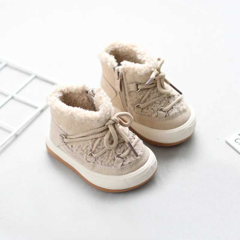 Boots Baby girl boy snow boots 2023 autumn winter childrens casual shoes warm plush anti slip childrens high heels H241018