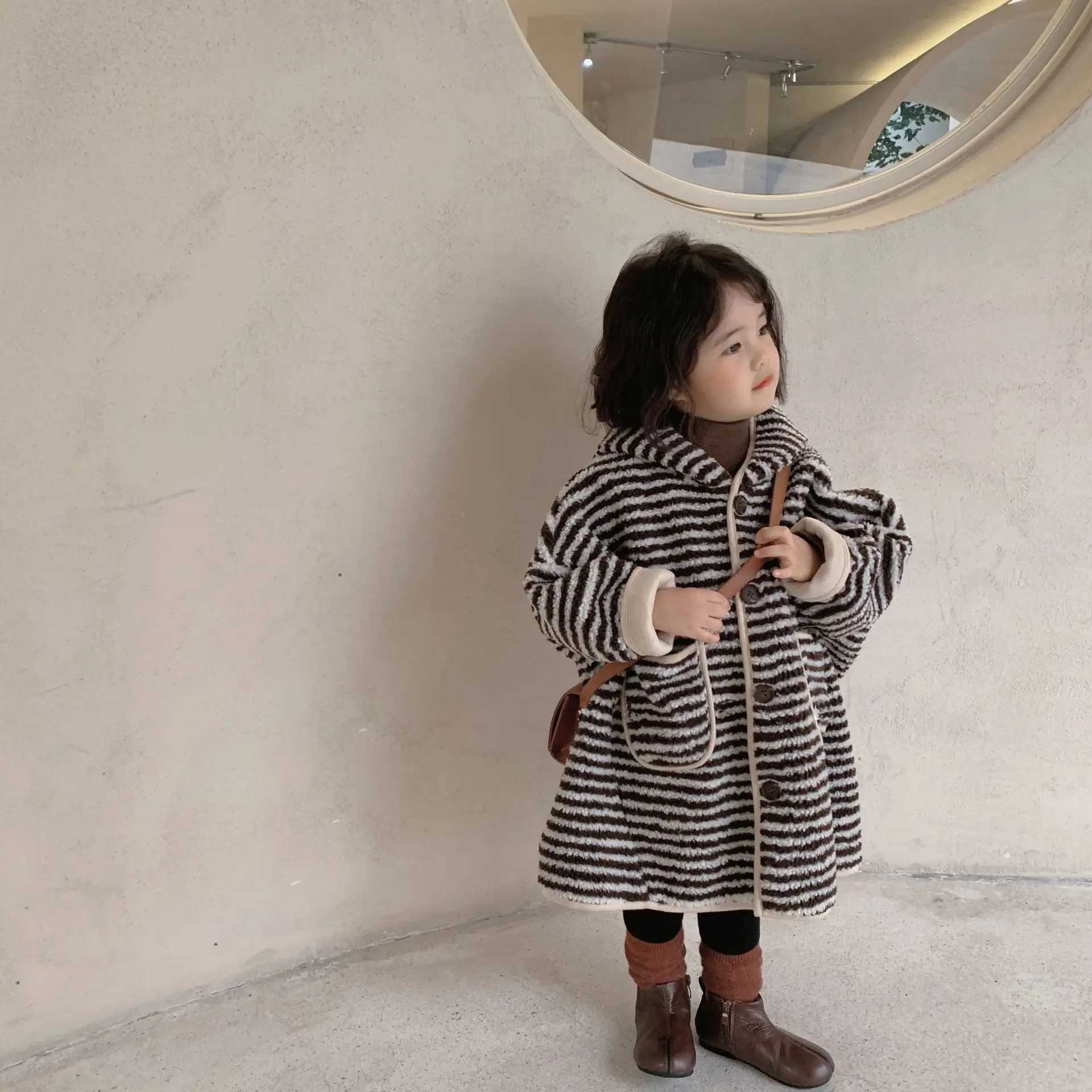 Womens Thick Loose Coat Autumn Winter Mid length Hoodie Korean Coat Childrens Clothing M241018