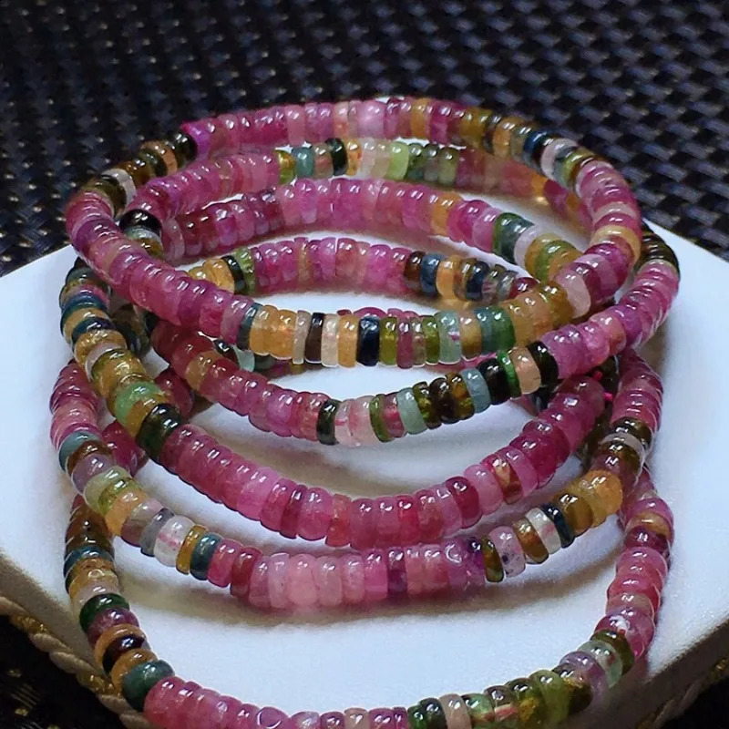 Natural tourmaline bracelet round bead bracelet womens old mineral tourmaline bracelet womens 241017