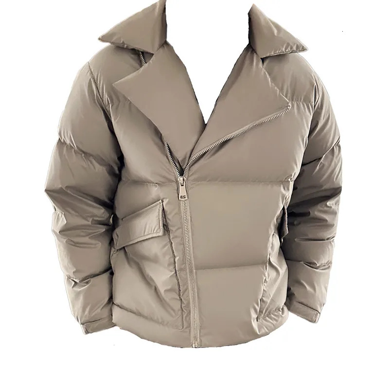 Winter White Duck Down Coats High Quality Large Lapel Bread Coat Streetwear Fashion Short Loose Outdoor Warm Jacket