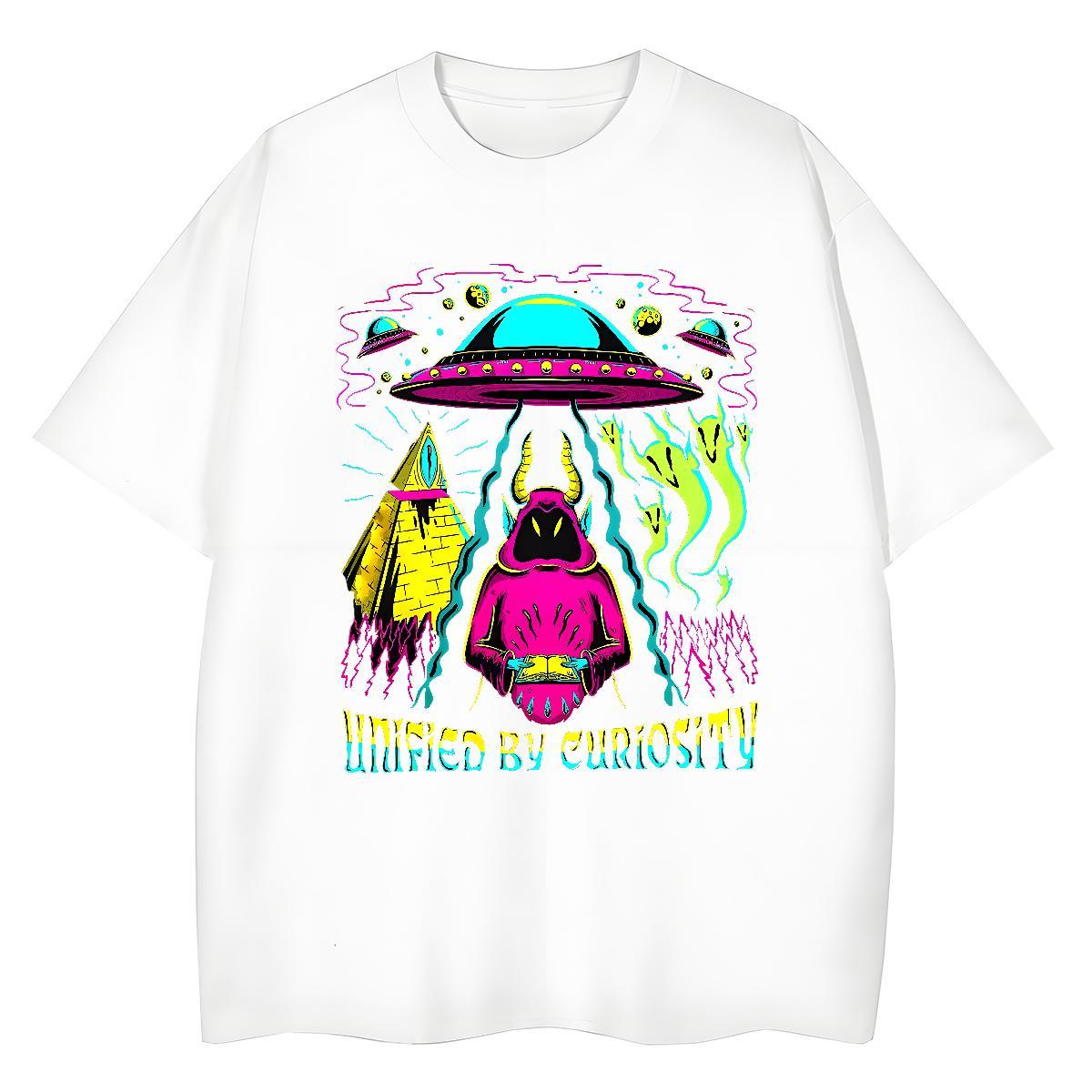 Fashion New Woman T Shirts 230g 100% Cotton Short sleeve Soft Street UFO Unisex Tshirts 5A Skull Top Tees