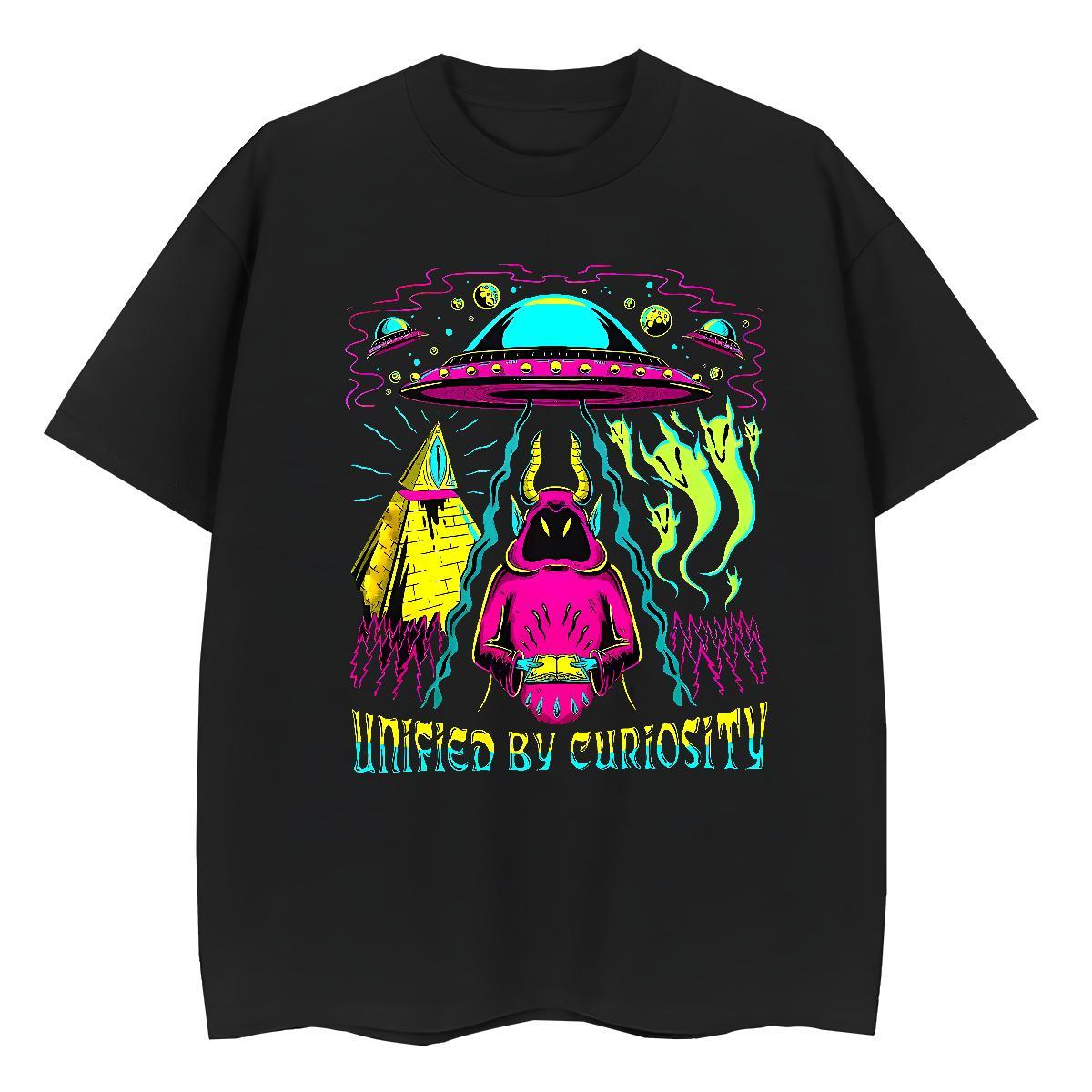 Fashion New Woman T Shirts 230g 100% Cotton Short sleeve Soft Street UFO Unisex Tshirts 5A Skull Top Tees