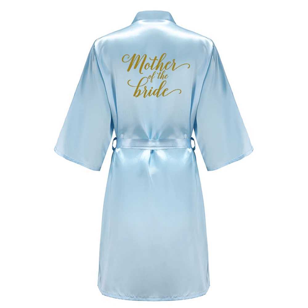Blue Bride Bridesmaid Robe With Gold Letters Mother Sister Wedding Gift Bathrobe Satin KimonoXJ241018