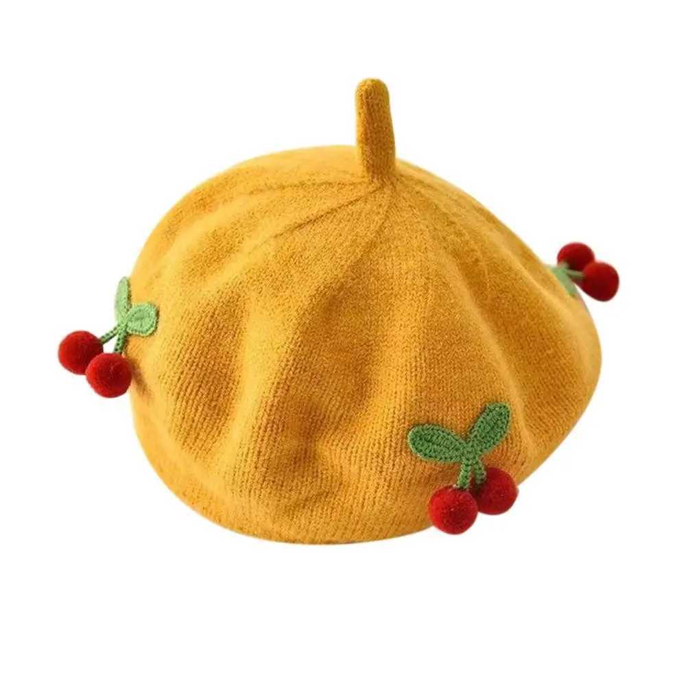 Baby Beret Hat Winter Kids Knitted Hats Fashion Cute Soft Infant Hat Artist Painter Cap Bonnet Toddler Crochet Hat Flat Hat LX241018