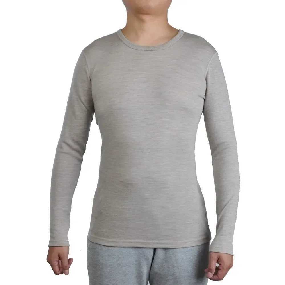 Men's Thermal Underwear Men Pure 100% Merino Wool Winter Long Slves Thermal Warm Thick Sweater Underwear Thicker Tops bottom Set Y241018CPM1