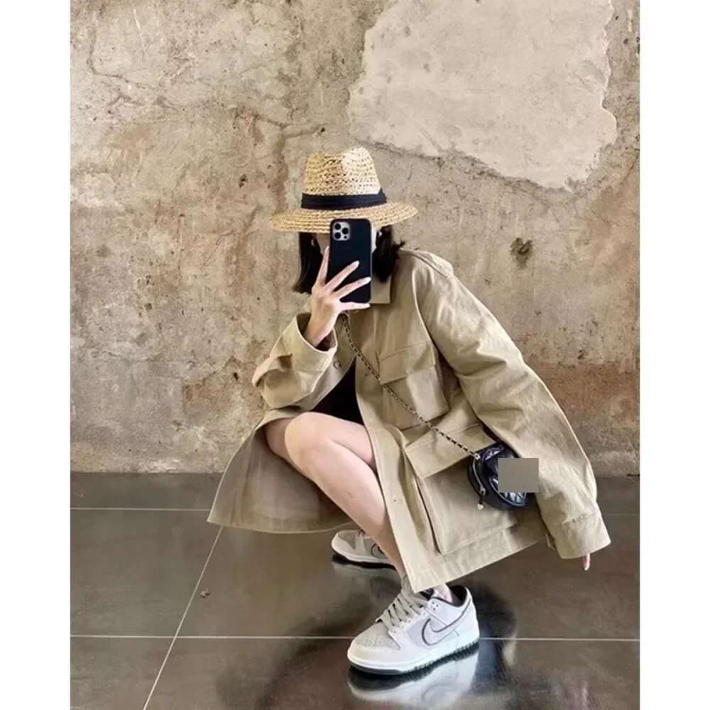 Spring Casual Jackets For Women INS Style Outerwear Fashion Loose Slim Zipper Single-Breasted With Pocket Streetwear