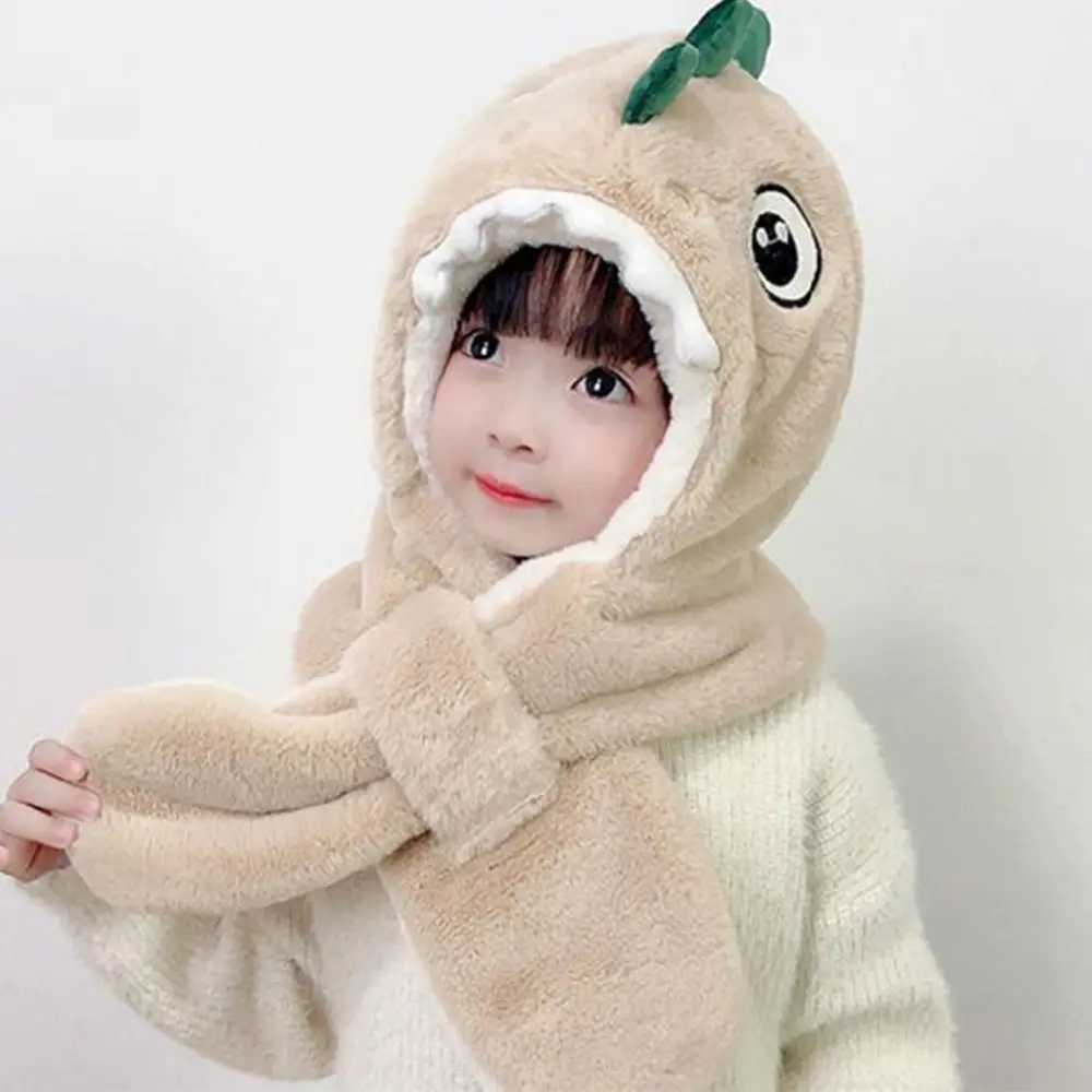 Children Winter Hats Scarf Set Beanies Kids Plush Dinosaur Warm Hat Scarf Set Fashion Boys Girls Windproof Ear-flap Cap LX241018