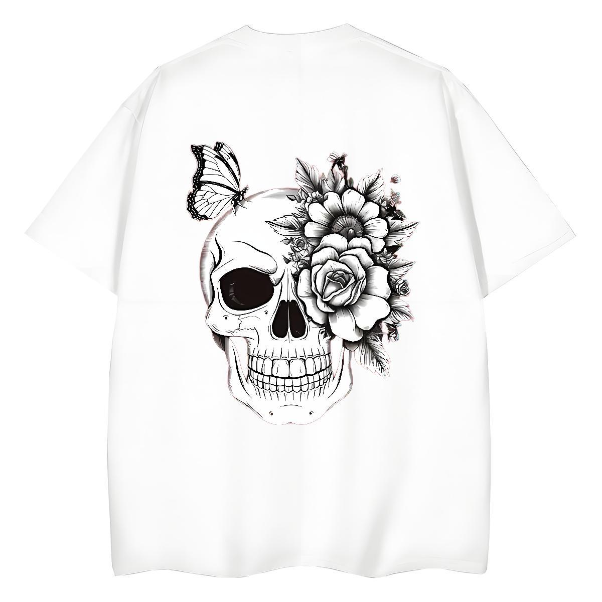 DIY T-Shirts 230g 100% Cotton Breathable Crew Neck Sports Street Wear skull Womens Tshirts Female Plus Size Custom Top Tees