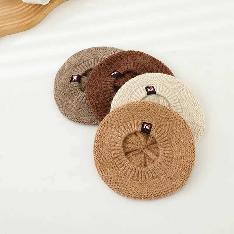 Knitted Beret Hat for Baby Hair Accessories Solid Candy Color Painter Cap for Girl Kids Bonnet Children Warm Hats 1-6M LX241018