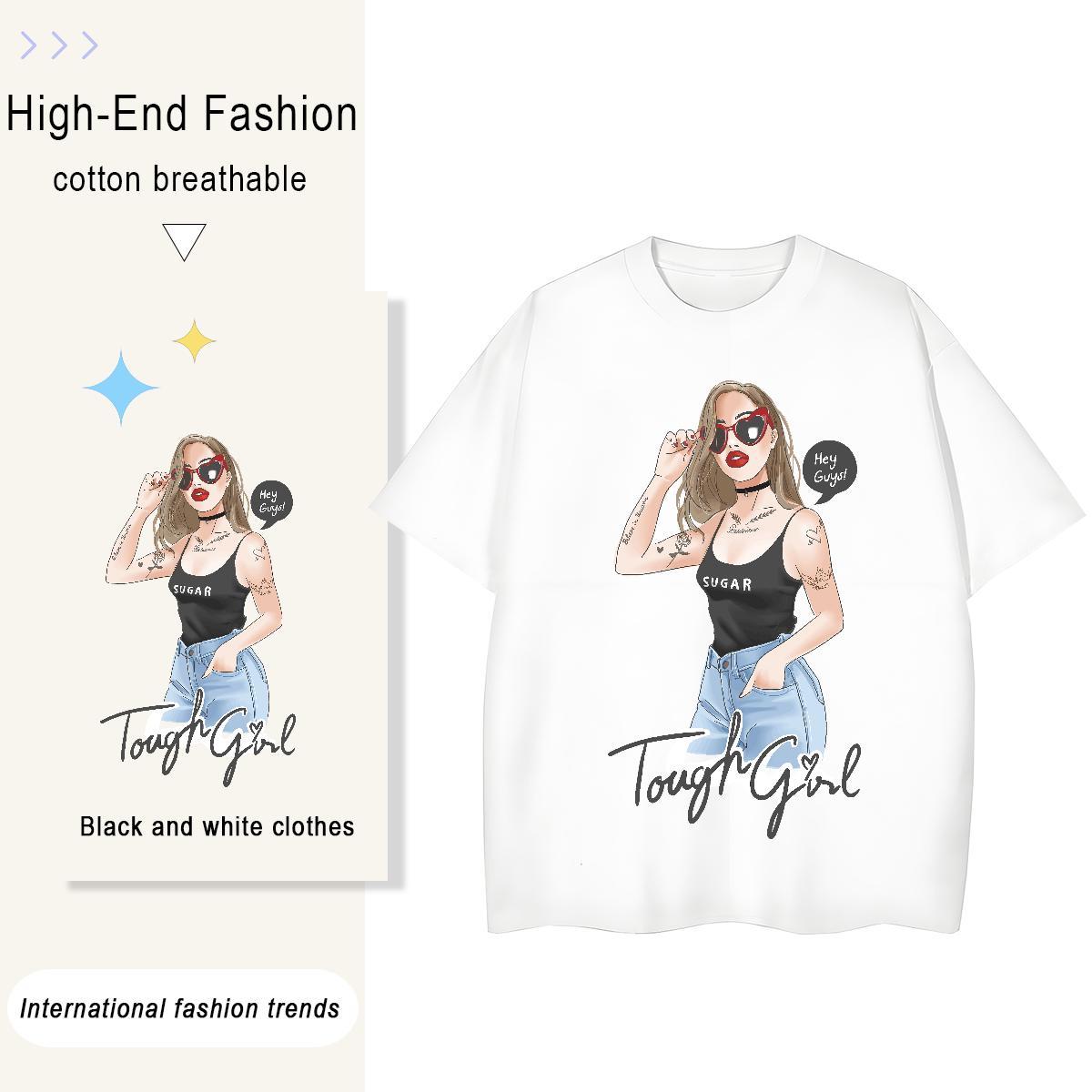 2024 DIY T-Shirts for Women 230g 100% Cotton Breathable Crew Neck Casual Beach character Womens Tshirts High quality DIY Anime Printed Top Tees