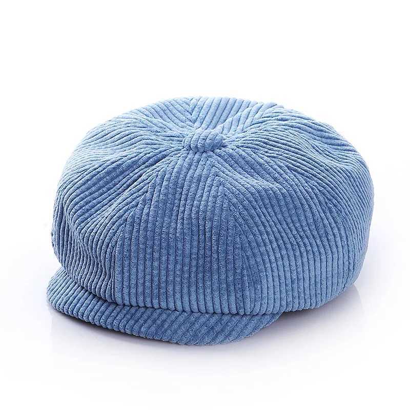 Autumn Winter Childrens Hat Corduroy Boy Beret Vintage Newsboy Hats Baby Cap Solid Color Toddler Kids Accessories 1-7 Years Old LX241018