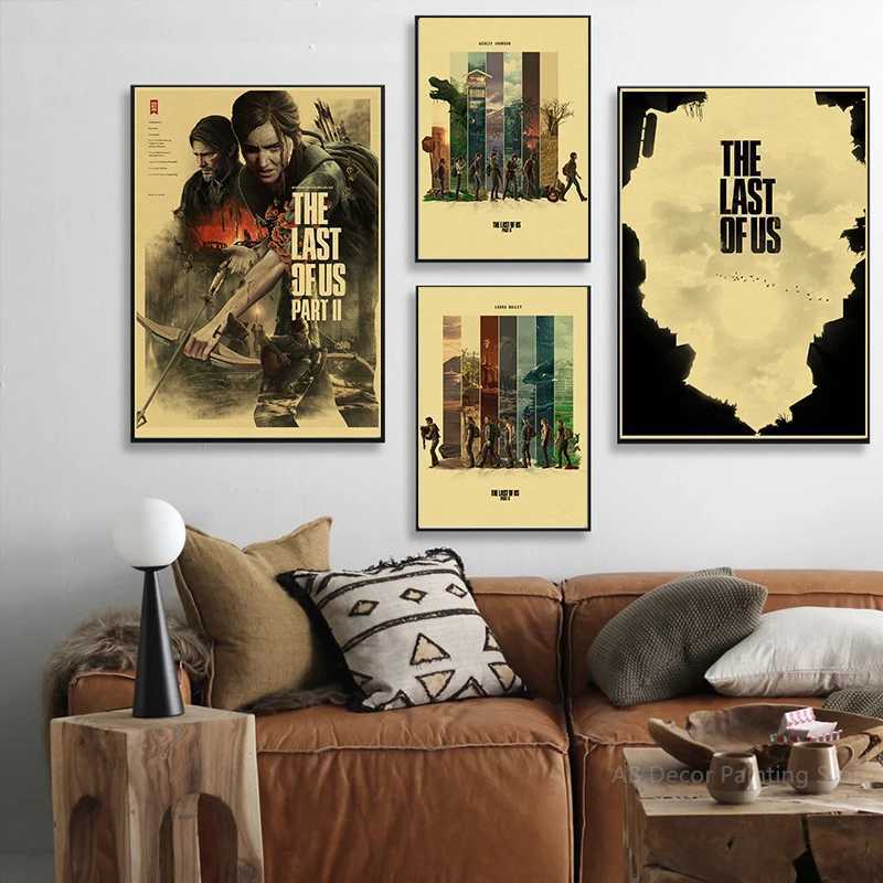 Hot The Last of Us Part 1 2 Poster Abby Ellie Retro Kraft Paper Prints Vintage Home Room Bar Cafe Club Decor Art Wall PaintingXJ241016