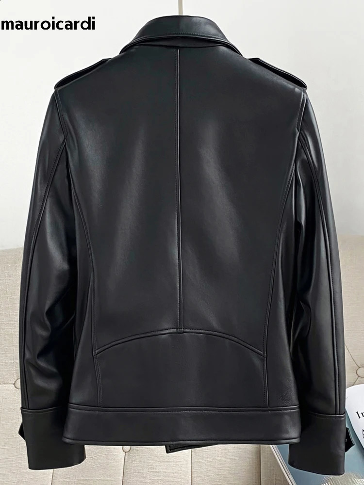 Mauroicardi Spring Autumn Short Blue Black Pu Leather Motorcycle Biker Jacket Men Long Sleeve Zipper Plus Size Outerwear 4xl 5xl 241017