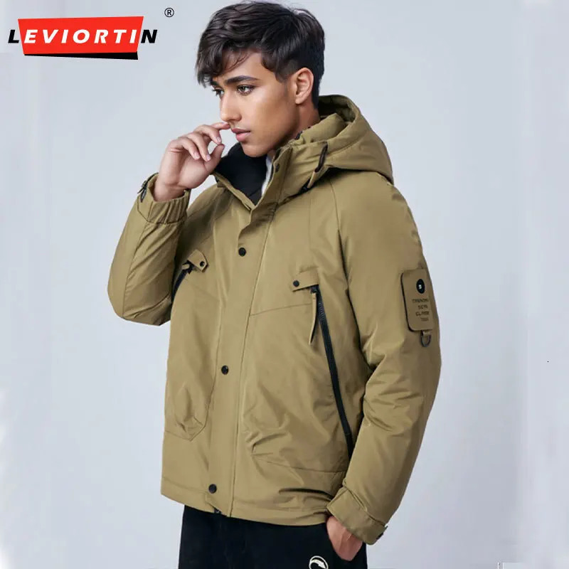 Fall Winter Men Cargo Duck Down Jacket Outdoor Functional Windproof Cold Resistant Hooded Man Worewear Thicken Warm Coat 241018