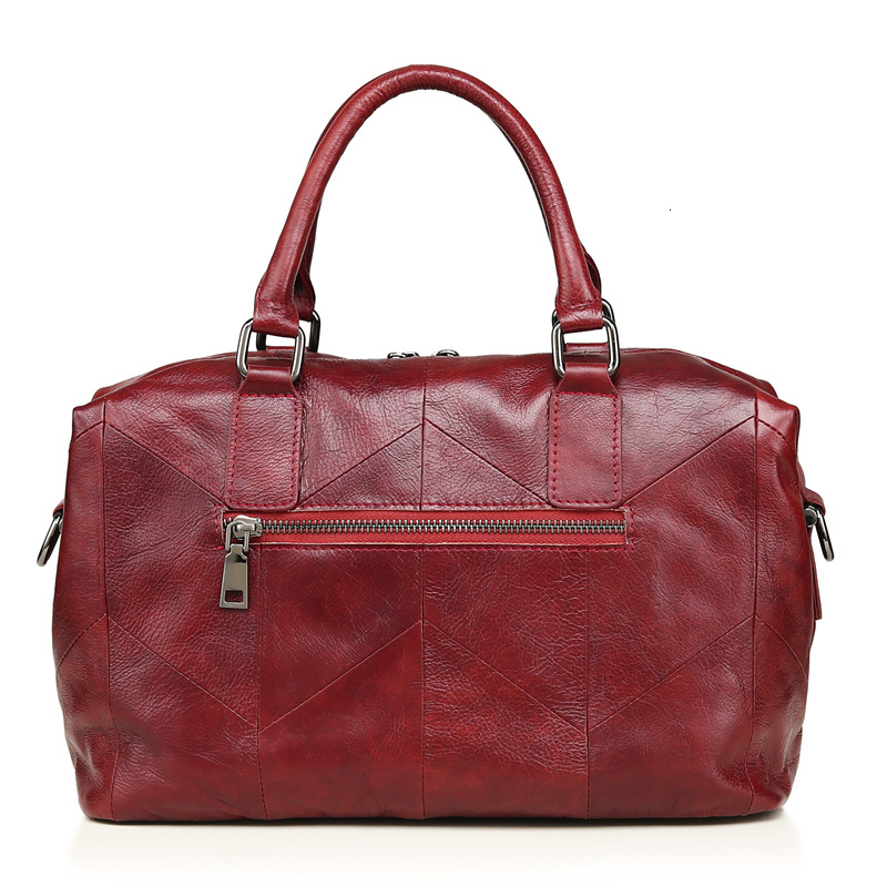 Woman Bags 2022 Genuine Leather Women Handbag Casual Handbags Top Quality Double Zipper Pocket Boston Shoulder Crossbody Bag