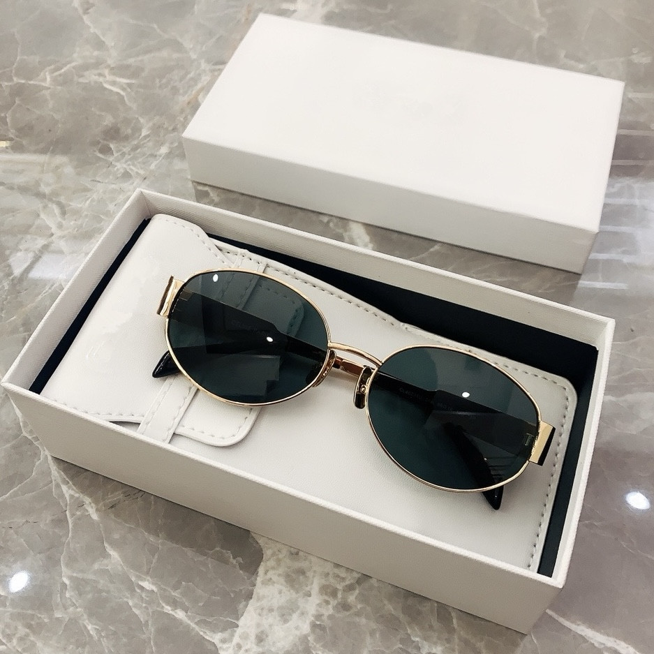 Sunglasses For Women Oval Frame Designer Sunglasses 42238 Women Metal Mirror Legs Green Lens Sunglasses Retro Small Round Frame Sexy Little Women Glasses With Box