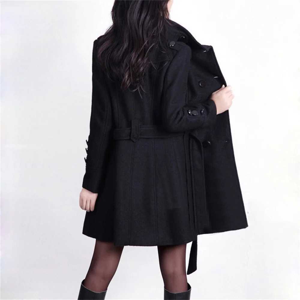M-4XL Women Autumn Winter Faux Coat Casaco Feminino de L Batida Chantal Overcoat Slim Fit Long Double-Sided Woolen WindbreakerX241009