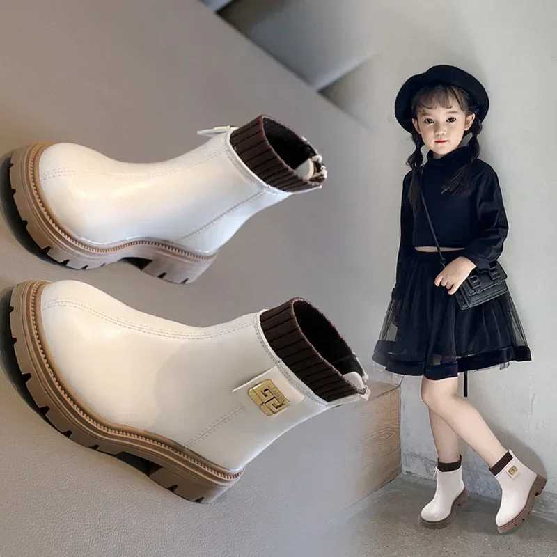 Boots Girls Boots Childrens Shoes 2024 Autumn Winter New Girls Short Boots Velvet Warm Medium Long Boots Girls Boots Botas Ni a H241018