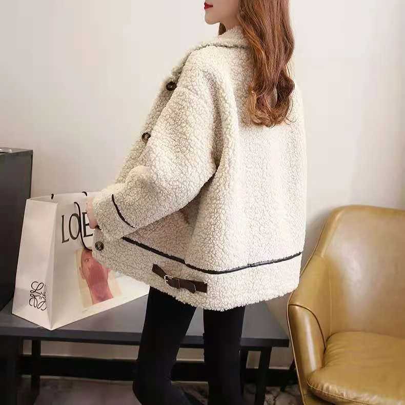 Korean Fashion Sheepskin Coat For Women Loose Soft Wool Womens Winter Jackets 2024 Thick Warm Manteau Femme Hiver All-MatchX241018