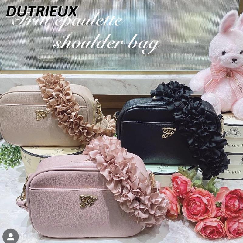 Cosmetic Bags Fashion Japanese Style Shoulder Strap Heavy Industry Leather Pu Crossbody Bag For Lady Simple Small Square Women's fashionable item